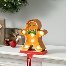 Glitzhome 7.25" H Marquee LED Gingerbread Man Stocking Holder