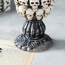 Glitzhome 7.25''H Halloween Resin Stacked Skull Waterglobe