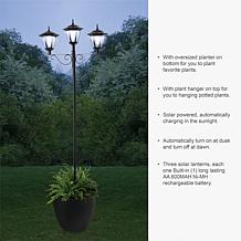 Glitzhome 74" Solar Three Head Street Light with Planter Pot