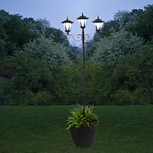 Glitzhome 74" Solar Three Head Street Light with Planter Pot