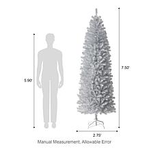 Glitzhome 7.5' Silver Tinsel Artificial Pencil Christmas Tree