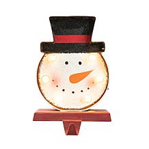 Glitzhome 7.5in. H Marquee LED Snowman Head Stocking Holder