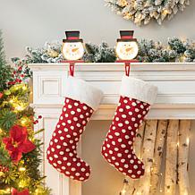 Glitzhome 7.5in. H Marquee LED Snowman Head Stocking Holder