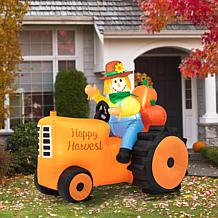 Glitzhome 7ft Fall Lighted Inflatable Tractor Decor