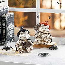 Glitzhome 7''H Halloween Resin Skeleton Frogs Table Decor 2-pack