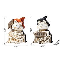 Glitzhome 7''H Halloween Resin Skeleton Frogs Table Decor 2-pack