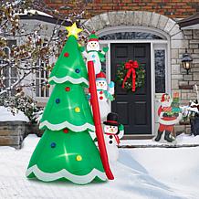 Glitzhome 8' Lighted Inflatable Xmas Snowman Climbing Up Tree Decor