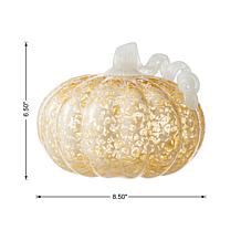 Glitzhome 8.5"D Fall Amber Dots Glass Large Pumpkin