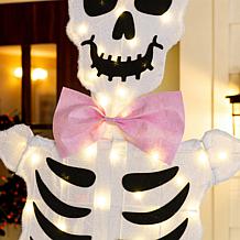 Glitzhome 86.25"H Lighted Halloween 2D Pink Skeleton Outdoor Décor