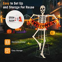 Glitzhome 86.25"H Lighted Halloween Skeleton Outdoor Décor
