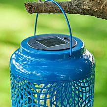 Glitzhome 8.75" Metal Cutout Solar Powered Outdoor Hanging Lantern