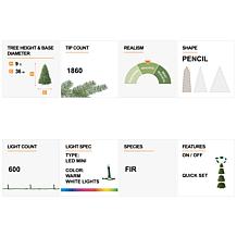 Glitzhome 9 Ft. Preloaded LED Pencil Fir Artificial Christmas Tree