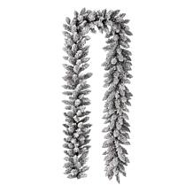 Glitzhome 9' Snow Flocked Christmas Garland with Warm White LED Lights