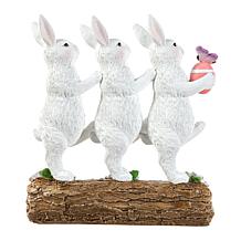 Glitzhome 9.25in H Easter Resin Triple Bunny Table Decor