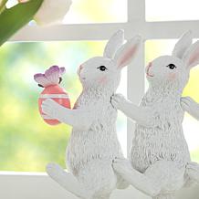 Glitzhome 9.25in H Easter Resin Triple Bunny Table Decor