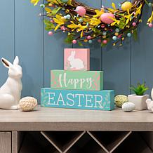 Glitzhome 9.5in L Wooden Easter Block Table Decor