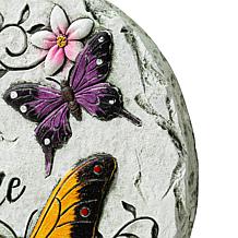 Glitzhome 9.75” 2-pc Cement Stepping Stones w/ Butterfly Pattern