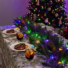 Glitzhome 9ft Pre-Lit Greenery Pine Garland with 200 White/Multi-co...