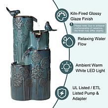 Glitzhome Ceramic Vase-Inspired Fountain with LED Lights 26.25"H