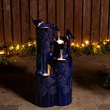 Glitzhome Ceramic Vase-Inspired Fountain with LED Lights 26.25"H