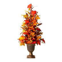 Glitzhome Fall Lighted Maple Leaves Urn Potted Porch Tree w/ 20 Lights