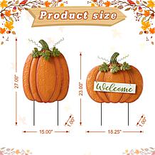 Glitzhome Fall Metal Embossed Glitter Pumpkin Yard / Porch Decor