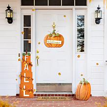 Glitzhome Fall Metal Embossed Glitter Pumpkin Yard / Porch Decor
