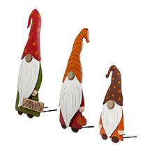 Glitzhome Fall Metal Gnome Family Yard Stake or Wall or Standing Decor