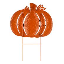 Glitzhome Fall Metal Pumpkin Yard Stake and Standing and Hanging Sign