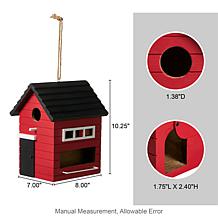 Glitzhome Functional Red Solid Wood Outdoor Garden Birdhouse