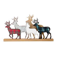 Glitzhome Galvanized Metal and Wooden Reindeer Table Decor
