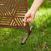Glitzhome Galvanized Steel Geometric Privacy Screen with Riser Feet