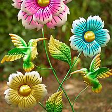 Glitzhome Garden Flower and Hummingbird Yardstake