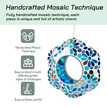 Glitzhome Glass Flower Shaped Hanging Multi-Color Mosaic Birdfeeder