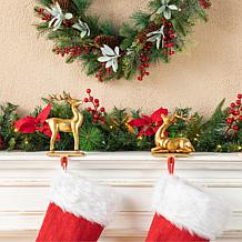 Glitzhome Gold Resin Standing & Sitting Reindeer Stocking Holders