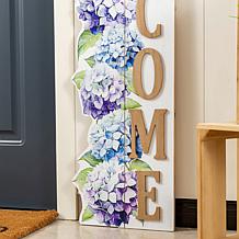 Glitzhome Hydrangea Welcome Porch Sign 42" H x 10.75" L