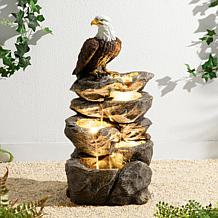 Glitzhome Majestic Bald Eagle Outdoor Fountain 25.25"H