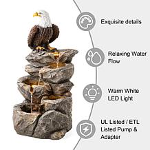 Glitzhome Majestic Bald Eagle Outdoor Fountain 25.25"H