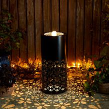 Glitzhome Metal Cutout Pattern Outdoor Fountain w/ Pump and LED Light