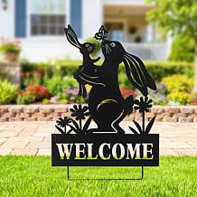 Glitzhome Metal Rabbit Silhouette Pick with Welcome Sign