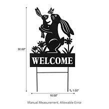 Glitzhome Metal Rabbit Silhouette Pick with Welcome Sign