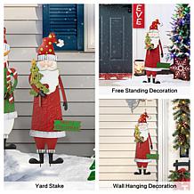 Glitzhome Metal Santa Yard Stake, Standing Decor or Wall Decor