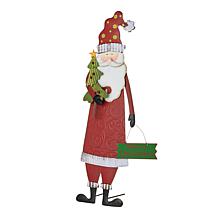 Glitzhome Metal Santa Yard Stake, Standing Decor or Wall Decor