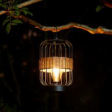 Glitzhome Metal Solar Powered Outdoor Lantern w Edison Bulb, Handle