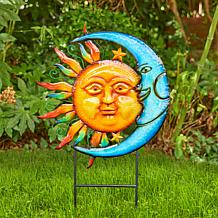 Glitzhome Metal Sun and Moon Yardstake or Wall Decor