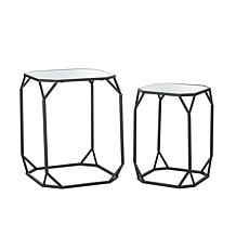Glitzhome Metal with Glass Accent Table 2-Pack