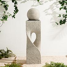 Glitzhome Modern Geometric Outdoor Fountain with LED Light 36.5"H