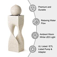 Glitzhome Modern Geometric Outdoor Fountain with LED Light 36.5"H
