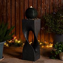 Glitzhome Modern Geometric Outdoor Fountain with LED Light 36.5"H