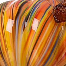 Glitzhome Multi Striped Glass Large Pumpkin